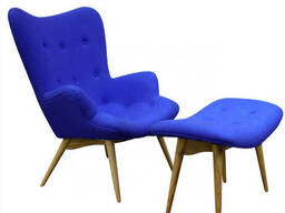 Кресло Флорино с пуфом для ног синий