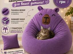 Кресло мешок груша Фиолетовая капибара для ребенка в детскую комнату