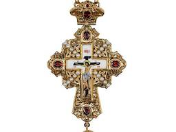 Хрест для священнослужителя латунний в позолоті з прикрасами і ланцюгом BJ0347LP-2 1LP