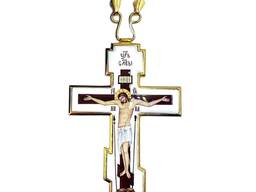 Крест с украшениями латунный в позолоте с деколью 2.10.0403лп-2^1лп