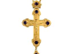 Крест с украшениями наперсный серебряный в позолоте 2.10.0245п^1п