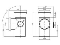 Хрестовина каналізаційна TA Sewage 110х110х110х50, 90° (права)