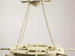 Круглая деревянная люстра "Штурвал"