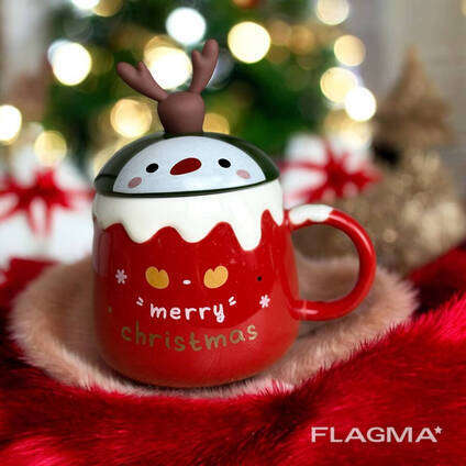 Кружка с крышкой новогодняя Merry Christmas 5 14857 450 мл