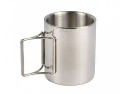 Кружка туристическая со складной ручкой 250 мл нержавейка