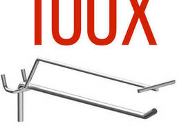 Крючки одинарные с ценникодержателем для перфорированной стенки 100 шт.