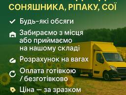 КУПУЄМО ВІДХОДИ: СОНЯШНИКА, РІПАКУ, СОЇ