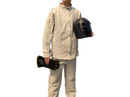 Костюм зварювальника із гладкої шкіри світло-сіра