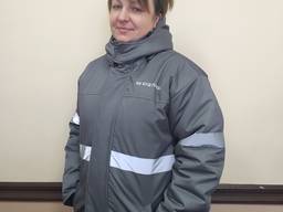 Серая утепленная куртка с капюшоном пошив , под заказ