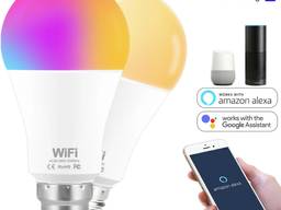 Лампа 15W Е27 RGB LED светодиодная мульти цветная Smart с управлением со смартфона по WiFi