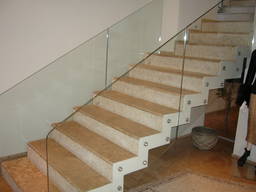 Лестничное ограждение из закалённого стекла