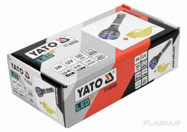 Ліхтар ультрафіолетовий з окулярами для перевірки банкнот YATO Li-Ion 3.7 В 1.5 Агод 3 Вт