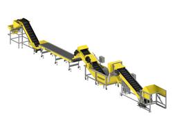 Лінії для переробки овочів, фруктів, ягід, конвеєр, мийка щіткова, барботажна, калібратор