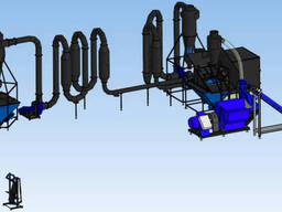 Линия производства пеллет из отходов пилорам. Линия с сушкой, охладителем, фасовщиком и. ..