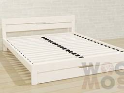 Ліжко двоспальне біле дерев'яне WML008 з масиву сосни