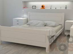 Ліжко двоспальне біле дерев'яне WML011 з масиву сосни