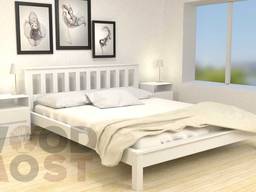 Ліжко двоспальне дерев'яне WML010 з масиву сосни