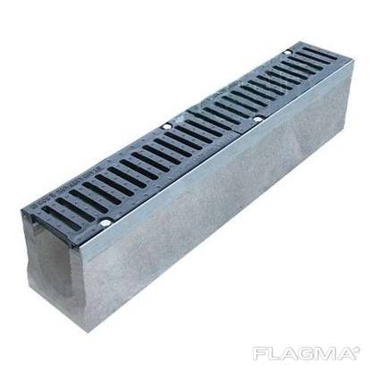 Лоток водоотводный SUPER ЛВ-20.30.30 бетонный с решеткой щелевой чугунной