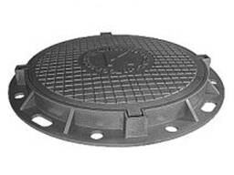 Люк чугунный тяжёлый тип "Т" 25т. на 4 уха с з/у (91кг) (Ø кр. 650, осн. 810)