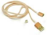 Магнитный кабель USB 2.0/Micro, 1m, 2А, индикатор заряда, тканевая оплетка, съемник. .. - фото 1