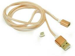 Магнитный кабель USB 2.0/Micro, 1m, 2А, индикатор заряда, тканевая оплетка, съемник. ..