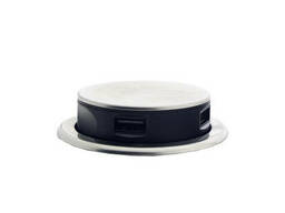 Мебельная розетка (вертикальная) 2 x 16 А, 2 x USB 2,4 А, металл + провод 3 x 1.5 mm²