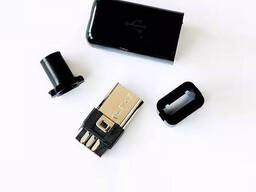 Micro USB штекер, 5pin, разборной корпусе "папа", черный