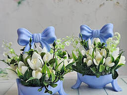 Мило ручної роботи Кашпо бантик проліски