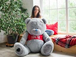 Мишка с латками плюшевый в футболке Yarokuz Me To You 160 см Серый