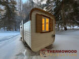 Мобильная квадро баня бочка 2.4x4.5м под ключ от Thermowood Production - фото 2