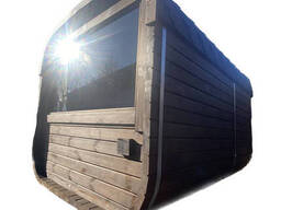 Turnkey mobile quad sauna barrel 2.4x5.5m from Thermowood Production