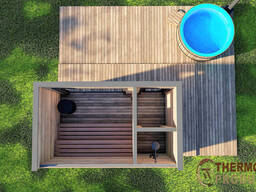 Modular sauna 4.0x2.3m Gartensauna-9 Thermowood Production turnkey from the manufacturer