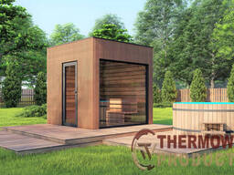 Modular mini sauna 2.3x2.3m Gartensauna-17 from Thermowood Production turnkey from the. ..