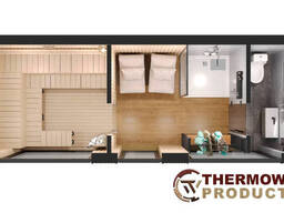 Модульная сауна 6,5×2,5 м Gartensauna-44 из термодерева под ключ от производителя...