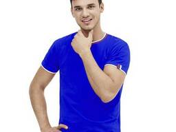 Мужская футболка триколор с О - воротом