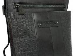 Мужская кожаная наплечная сумка, планшетка Mykhail Ikhtyar черная