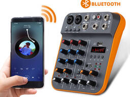 Микшерный пульт Debra D4M 5v Bluetooth Usb звуковая карта аудиоинтерфейс TU04 BT мікшерний