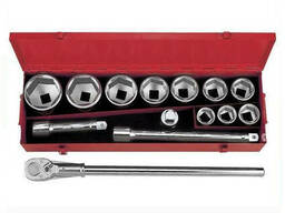 Набор 12 гранных головок и аксессуаров 1", 14 предметов