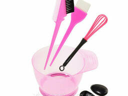 Набор инструментов для окрашивания волос - миска, кисти с расческой, венчик