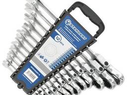 Набор ключей комбинированных с трещоткой и шарниром 8-15,17,19,22,24мм 12ед. на холдере...