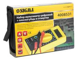 Набор мультиметр цифровой + плоскогубцы и отвертки (кейс) Sigma (4008531)