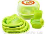 Набор пластиковой посуды для пикника 48 предметов, зеленый - фото 2