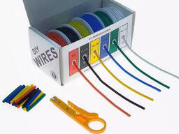 Набор силиконовых проводов 20AWG 6 цветов по 10 м многожильный + термоусадка и очиститель