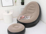 Надувное садовое кресло с пуфиком Air Sofa Comfort zd-33223, велюр, 76*130 см