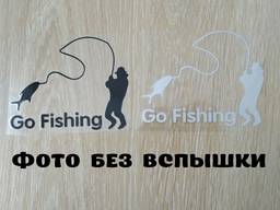 Наклейка На рыбалку Черная, Белая светоотражающая Тюнинг авт