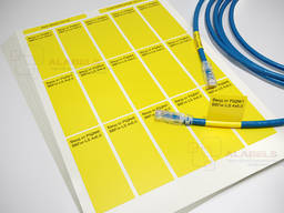 Наклейки желтого цвета для маркировки кабеля c D от 3 до 18 мм. или пучка кабелей, под печ