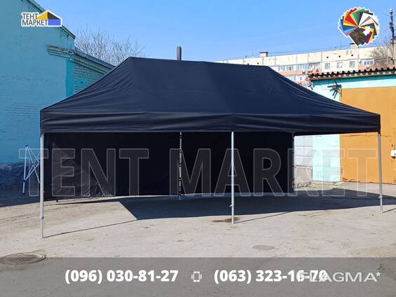Намет розкладний 8х4. Шатер розсувний Чорний тент трансформер. Виготовлення шатри тенти