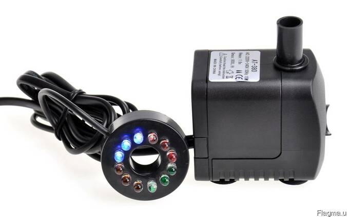 Насос для фонтана 15Вт цветной с подсветкой светодиодной led