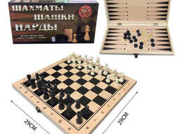 Настольная игра Шахматы A-Toys 3 в 1, шахматы, шашки, нарды (W7782)