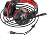 Наушники игровые HOCO W104 Drift с микрофоном LED подсветкой, черно-красные - фото 1